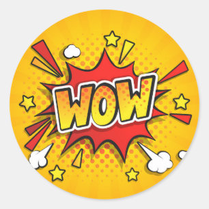 WOW Comic-Book-Pop-Art-Aufkleber Runder Aufkleber