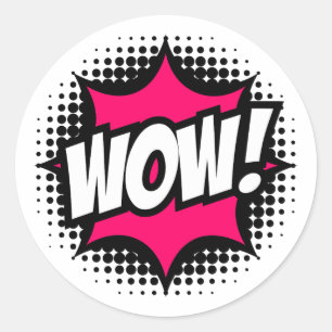 WOW! Comic Book Style Runder Aufkleber