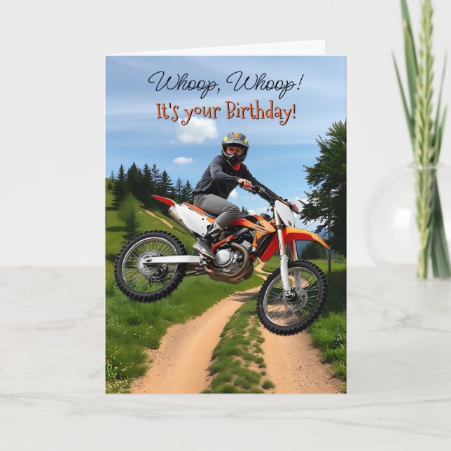 Wow, es ist dein Geburtstag | Motocross Themed Karte (Vorderseite)