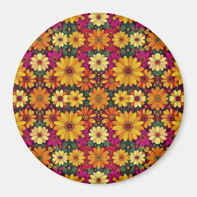Wow! Farbige und helle Blumenelemente. Magnet (Vorne)