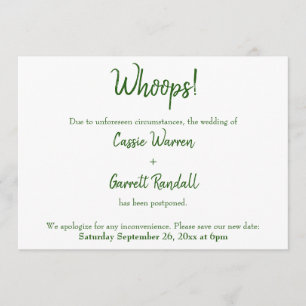 Wow! Grüne weiße vertagte Hochzeitsankündigung Einladung