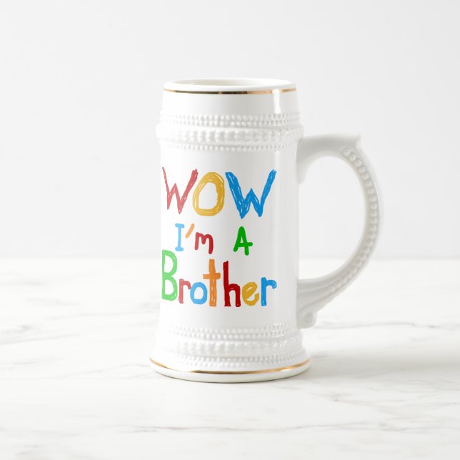 WOW I bin ein Bruder T - Shirt und GIfts Bierglas (Rechts)