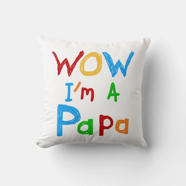 Wow ich bin Papa Tshirts und GIfts Kissen (Vorderseite)