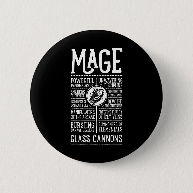 Wow Magier Rollenspiel-Gamer  Button (Vorderseite)