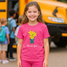 Wow Pink mit gelben Nadelhölzern Blütenmädchen T-Shirt