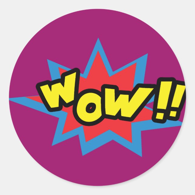 Wow Pop Art Runder Aufkleber (Vorderseite)