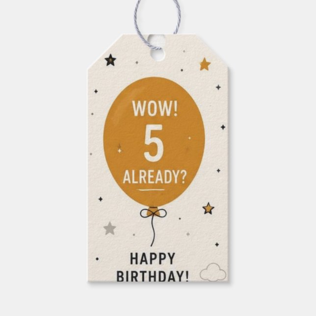 Wow! Schon 5? Geburtstagsgeschenk-Anhänger Geschenkanhänger (Vorderseite)