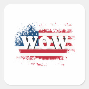 WOW USA Free Day T Shirt Classic Quadratischer Aufkleber