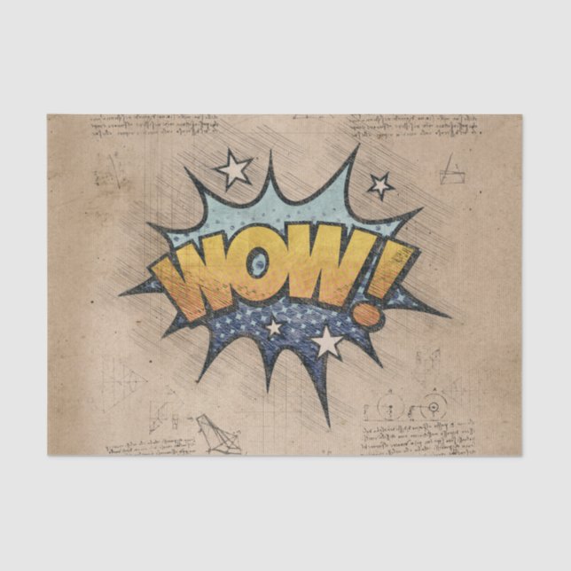 WOW! Vintages Comic Buch Steampunk Pop Kunst Seidenpapier (Vorderseite)