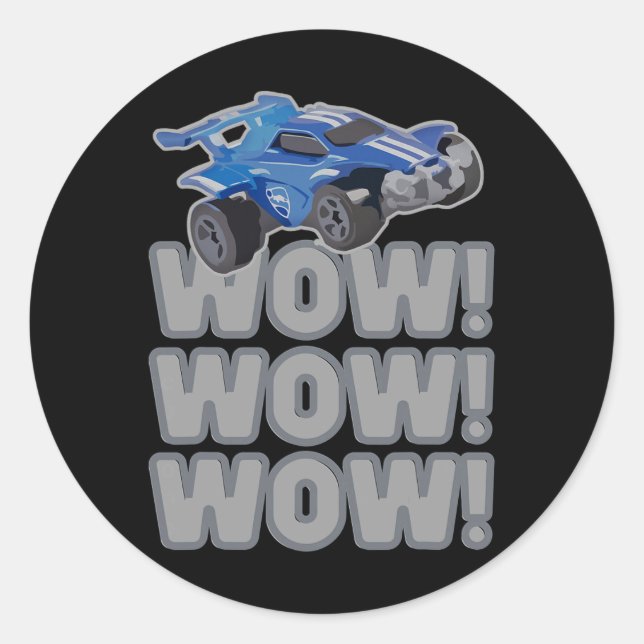 Wow! Wow! Wow! Rocket-Fußballspiel  Runder Aufkleber (Vorderseite)