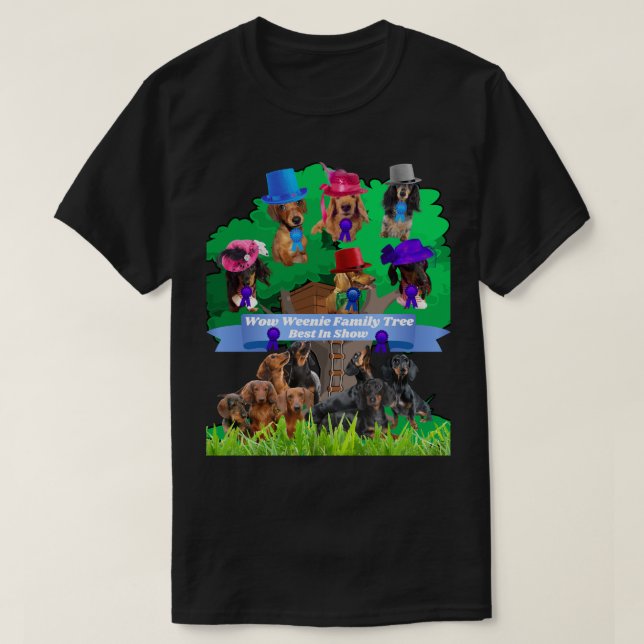 Wow Würstchen Familienbaum Black Tee Shirt Männer/ (Design vorne)