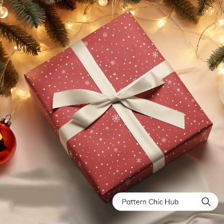 WP06 Snowflake Weihnachten Rote Moderne Elegant Geschenkpapier