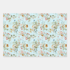 WP | Holländisch Still Life Florals auf Pale Blue Geschenkpapier Set