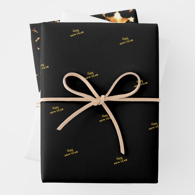 WP | Name (3) Black Gold 19x29 Wrapping Paper Geschenkpapier Set (Beispiel)