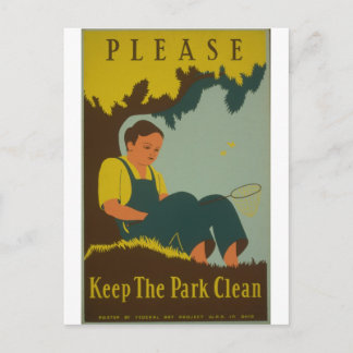 WPA - Halte den Park sauber Postkarte