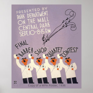 WPA-Plakat, Barbershop-Quartett, Lila Poster