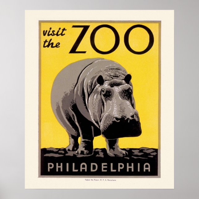 WPA Poster Philadelphia Zoo Hippo (Vorne)