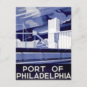 WPA Poster Port of Philadelphia 1936 Postkarte