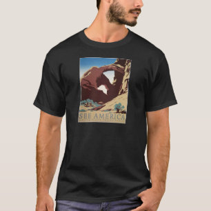 WPA sehen Vintages Reise-Plakat Amerika-Bögen T-Shirt