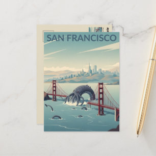 WPA‑Style San Francisco Kryptid Postkarte