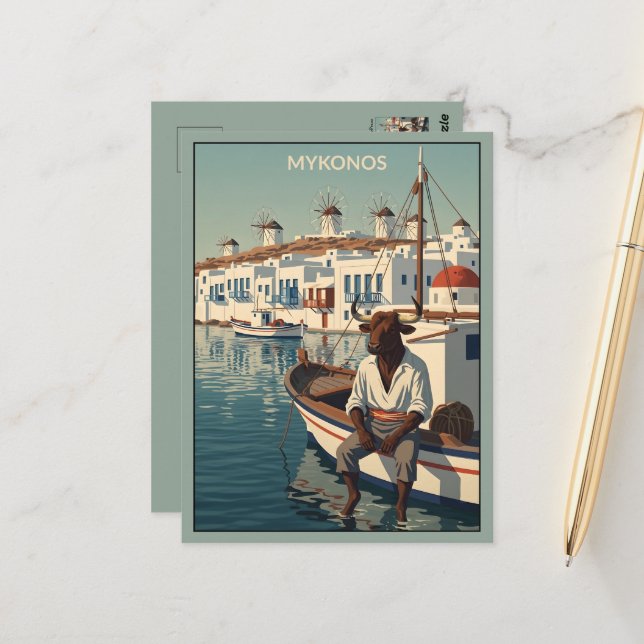 WPA-Themen-Mykonos Postkarte (Vorderseite/Rückseite Beispiel)