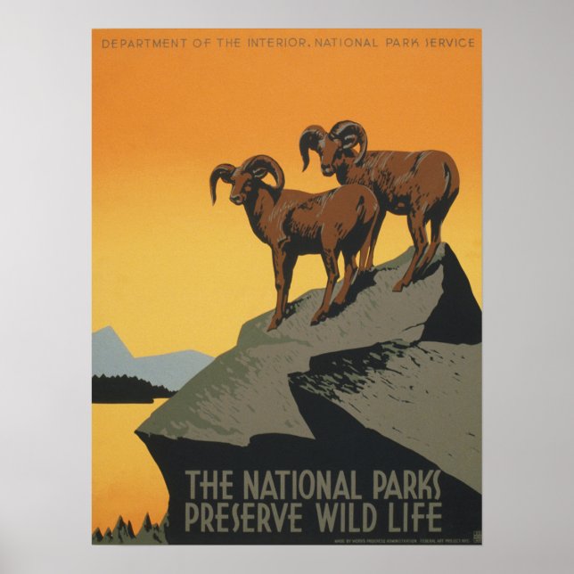 WPA Vintage Nationalparks Naturschutzgebiete Poster (Vorne)