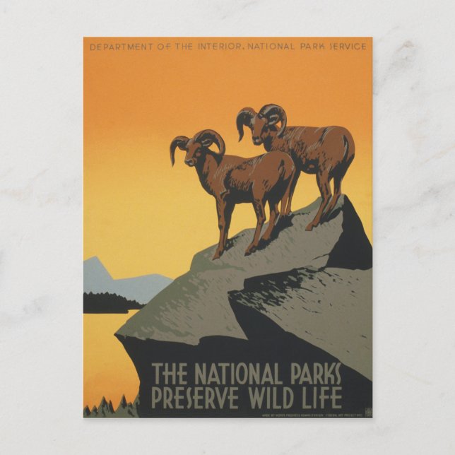 WPA Vintage Nationalparks Naturschutzgebiete Postkarte (Vorderseite)