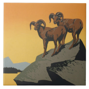 WPA Vintage Nationalparks Wildtier Reise Fliese