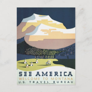 WPA Vintage-Reiseposter Montana See America Postkarte