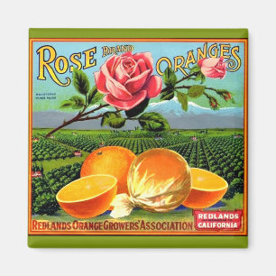 WQ MAGNET: Rose und Orangefarbenes Kratetikett Magnet