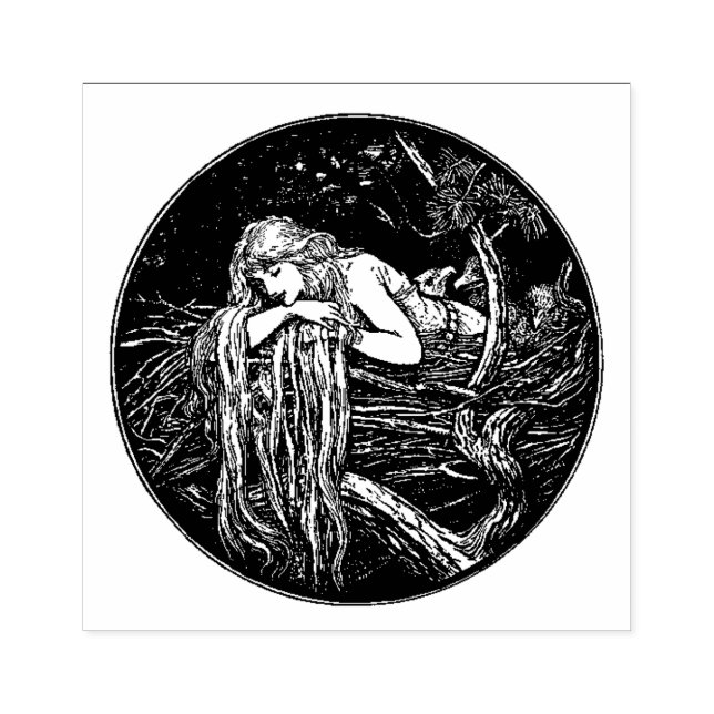 WQ RUBBER BRIEFMARKE Long Hair Maiden Gummistempel (Prägung)