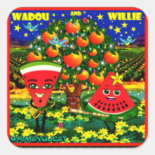 WQ STICKERS LG: Watermelon Saxophone Flute Cartoon