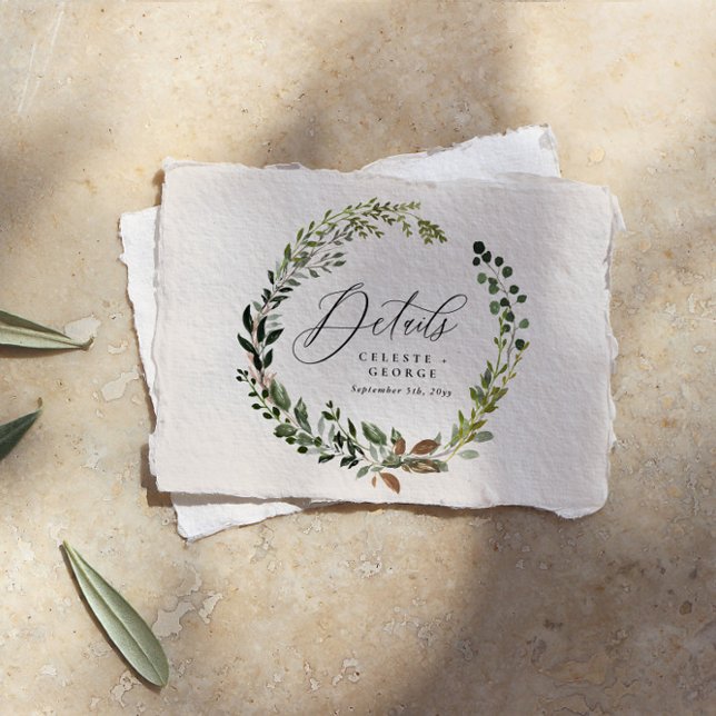 Wraath botanische Scheune rustikale Sahne Hochzeit Mitteilungskarte (Von Creator hochgeladen)