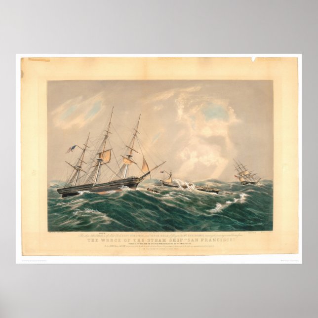 Wrack der Dampfschiff "San Francisco" (1877A) Poster (Vorne)