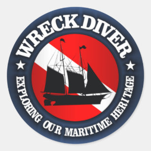 Wrack Diver (Schiff)(r) Runder Aufkleber