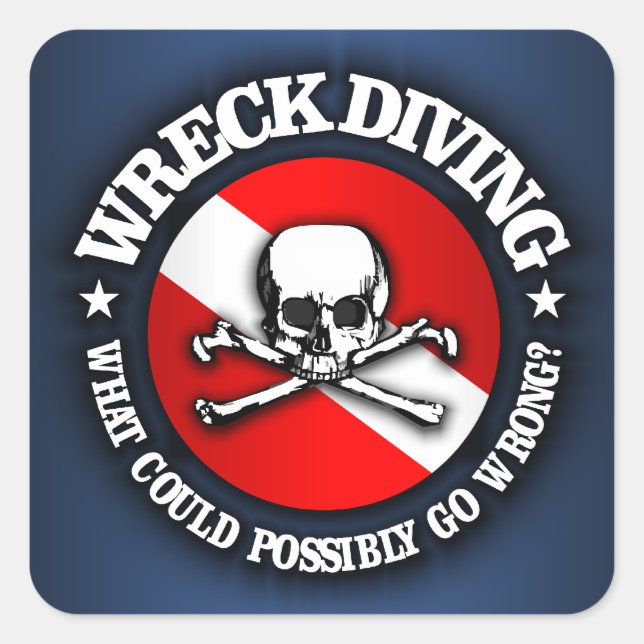 Wrack Diving (Skull) Quadratischer Aufkleber (Vorderseite)