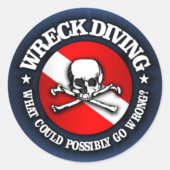 Wrack Diving (Skull) Runder Aufkleber (Vorderseite)