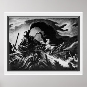 "Wrack of the Old '97" von Thomas Hart Benton 16x2 Poster