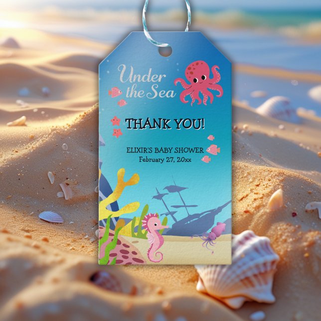 Wrack unter der Sea Baby Shower Geschenkanhänger (Von Creator hochgeladen)