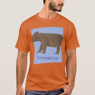 Wrangell AK Brown Origami Bear Abstrakt Geometrica T-Shirt