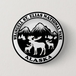 Wrangell St. Elias Nat Park Alaska Elche Kreis Button