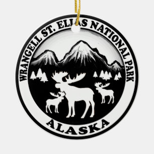Wrangell St. Elias Nat Park Alaska Elche Kreis Keramikornament