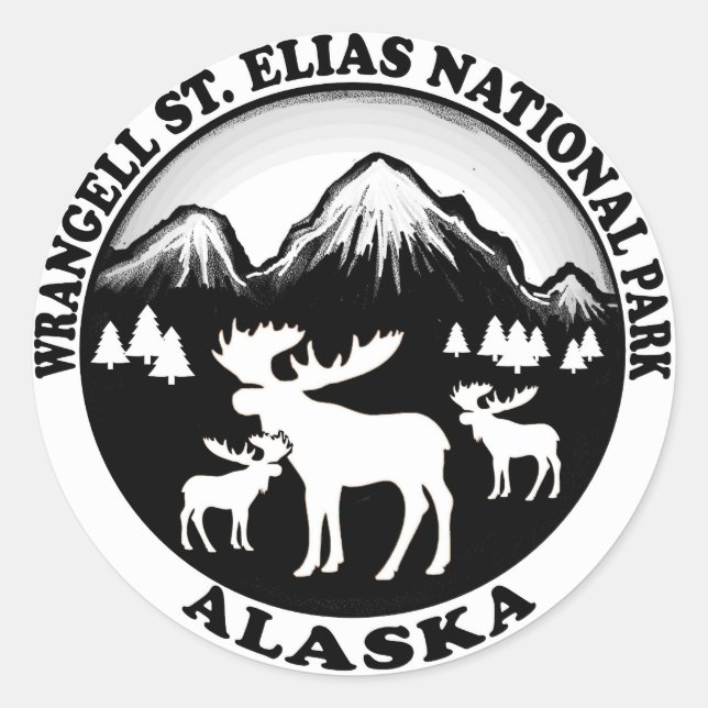 Wrangell St. Elias Nat Park Alaska Elche Kreis Runder Aufkleber (Vorderseite)