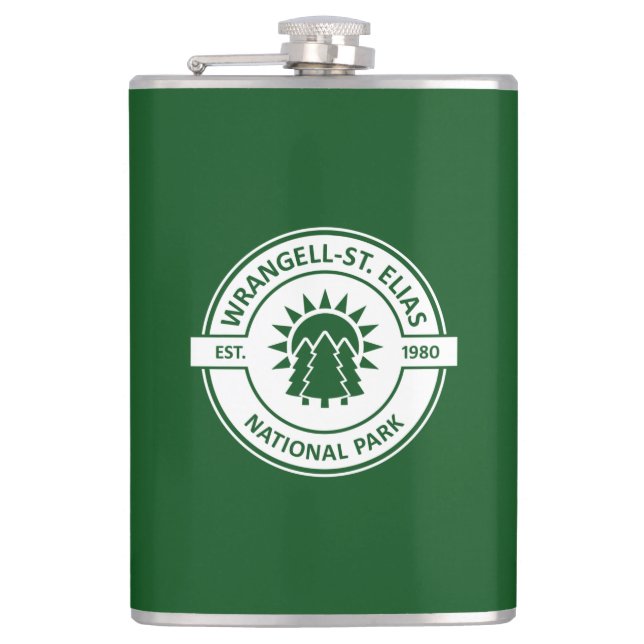 Wrangell-St. Elias National Park Sun Trees Flachmann (Vorderseite)