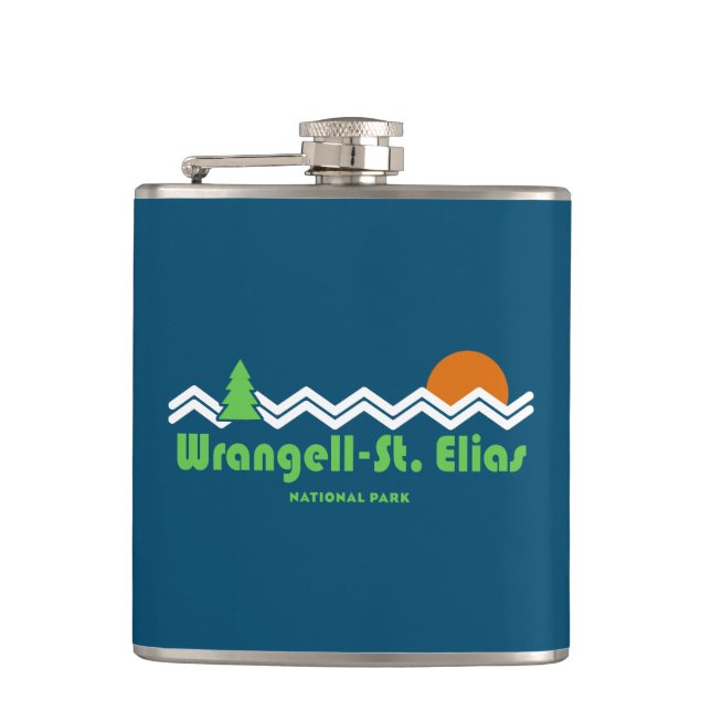 Wrangell-St Elias National Retro Flachmann (Vorderseite)