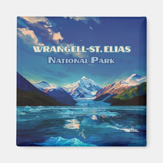 Wrangell St. Elias Nationalpark Alaska Retro Card Magnet (Vorne)