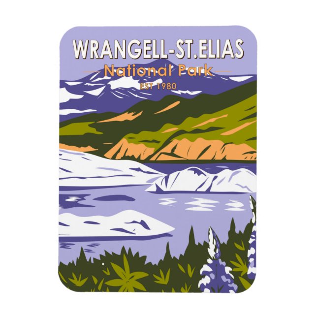 Wrangell St Elias Nationalpark Nizina Lago Alaska Magnet (Vertikal)