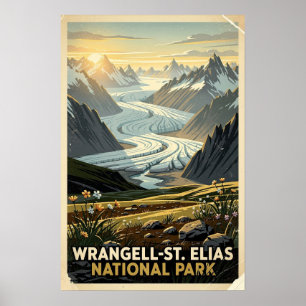 Wrangell-St. Elias Nationalpark Retro Poster