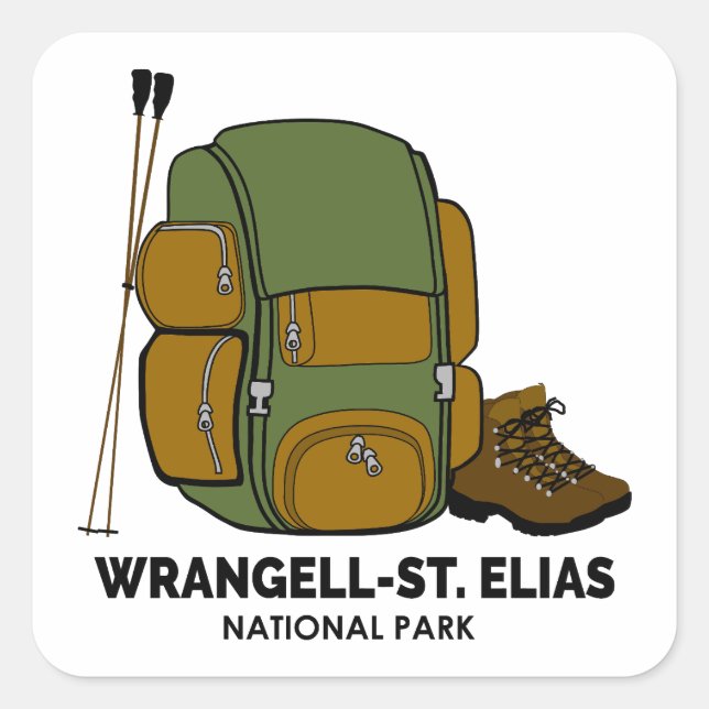 Wrangell-St. Elias Nationalpark Rucksack Quadratischer Aufkleber (Vorderseite)