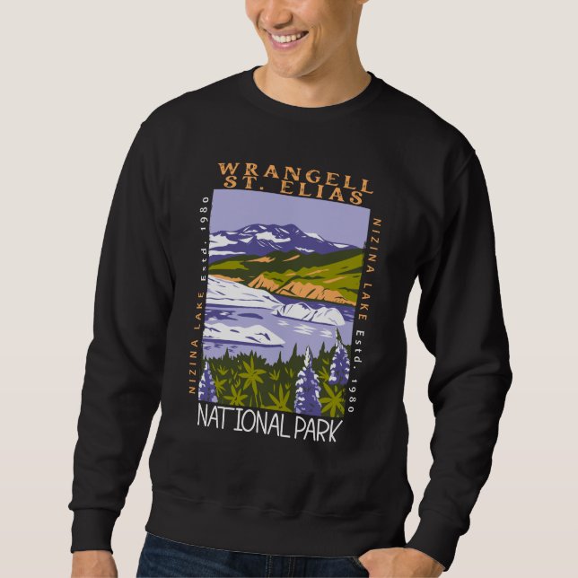 Wrangell St Elias Nationalpark Vintag gefährdet Sweatshirt (Vorderseite)